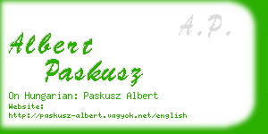 albert paskusz business card